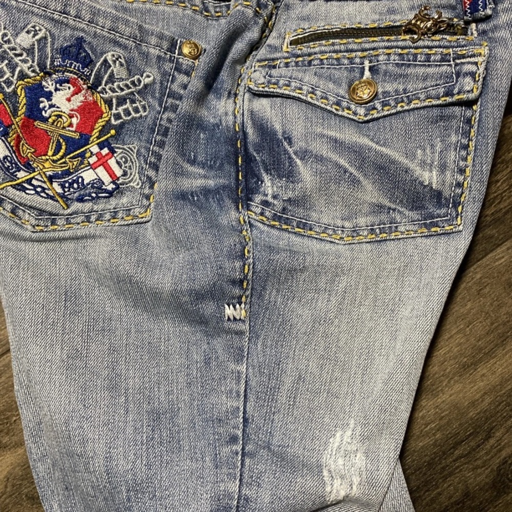 COOGI Denim Shorts Women's 34x12 Embroidered Embellished Low Rise Blue Jean Jort - Picture 11 of 14